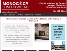 Tablet Screenshot of monocacychimneycare.com